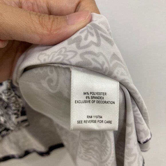 New World Unity size XL Black White Embellished Split Neck Boho Festival Top - Picture 7 of 9